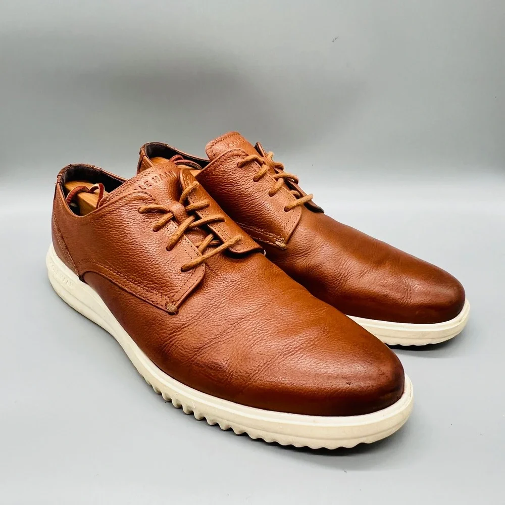 Cole Haan Oxford Mens 11 Brown Leather Lace Up Grand OS Zerogrand Shoes